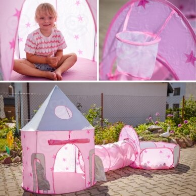 WOOPIE 3-in-1 Palapinė Princesės Rūmai XXL Namas Tunelis Sausas Baseinas 4