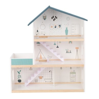 TOOKY TOY Didelis medinis lėlių namelis + FSC figūrėlės 12 TOOKY TOY Didelis medinis lėlių namelis + FSC figūrėlės 12