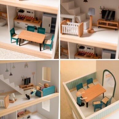 TOOKY TOY Didelis medinis lėlių namelis + FSC figūrėlės 4 TOOKY TOY Didelis medinis lėlių namelis + FSC figūrėlės 4