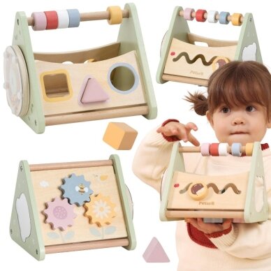 VIGA medinė dėlionė Montessori formų rūšiavimo kaladėlės su abakumi PolarB
