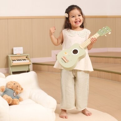 Viga medinė ukulelė vaikams, žalia su natomis 10