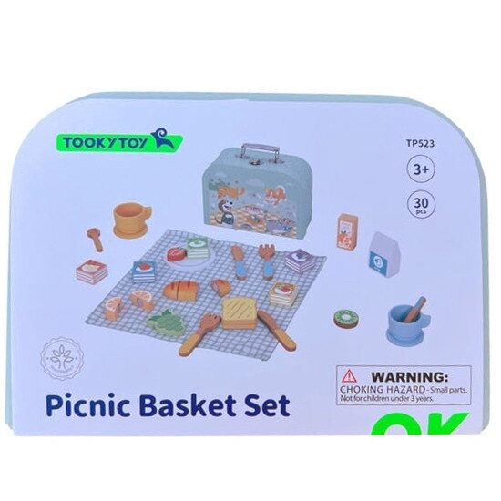 TOOKY TOY pikniko rinkinys maisto pjaustymui su „Velcro“ pusryčių rinkiniu 12
