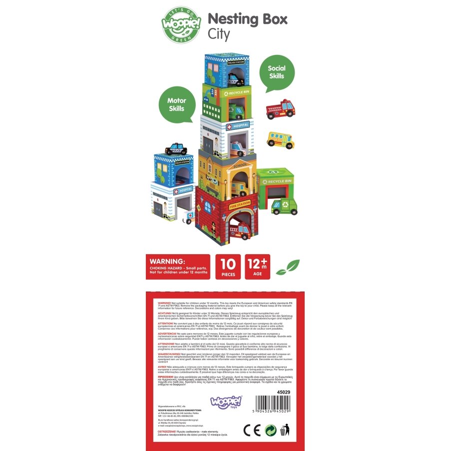 WOOPIE GREEN Dėlionės kubeliai Miesto transporto priemonės dėžutėse + figūrėlės 10 vnt. 15 WOOPIE GREEN Dėlionės kubeliai Miesto transporto priemonės dėžutėse + figūrėlės 10 vnt. 15