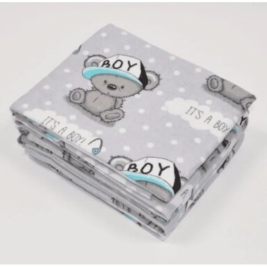Flanelinis vystyklas BEAR BOY pilkas 70x80cm