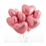 Foliniai balionai Širdelės, 10 vnt., (rožiniai)