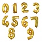 Folinis balionas su skaičium, aukso spalvos, pasirenkamas