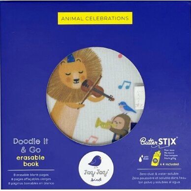 Jaq Jaq Bird mini knyga su netepančiomis kreidelėmis, Liūtas 5 Jaq Jaq Bird mini knyga su netepančiomis kreidelėmis, Liūtas 5