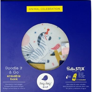 Jaq Jaq Bird mini knyga su netepančiomis kreidelėmis, Zebras 4 Jaq Jaq Bird mini knyga su netepančiomis kreidelėmis, Zebras 4