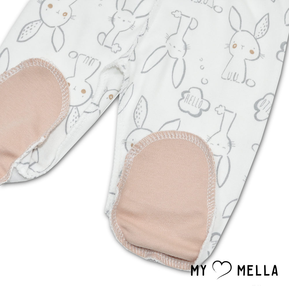 Kelnės su pėdutėmis Bunny rusvos išvirkščiomis siūlėmis 2 Kelnės su pėdutėmis Bunny rusvos išvirkščiomis siūlėmis 2