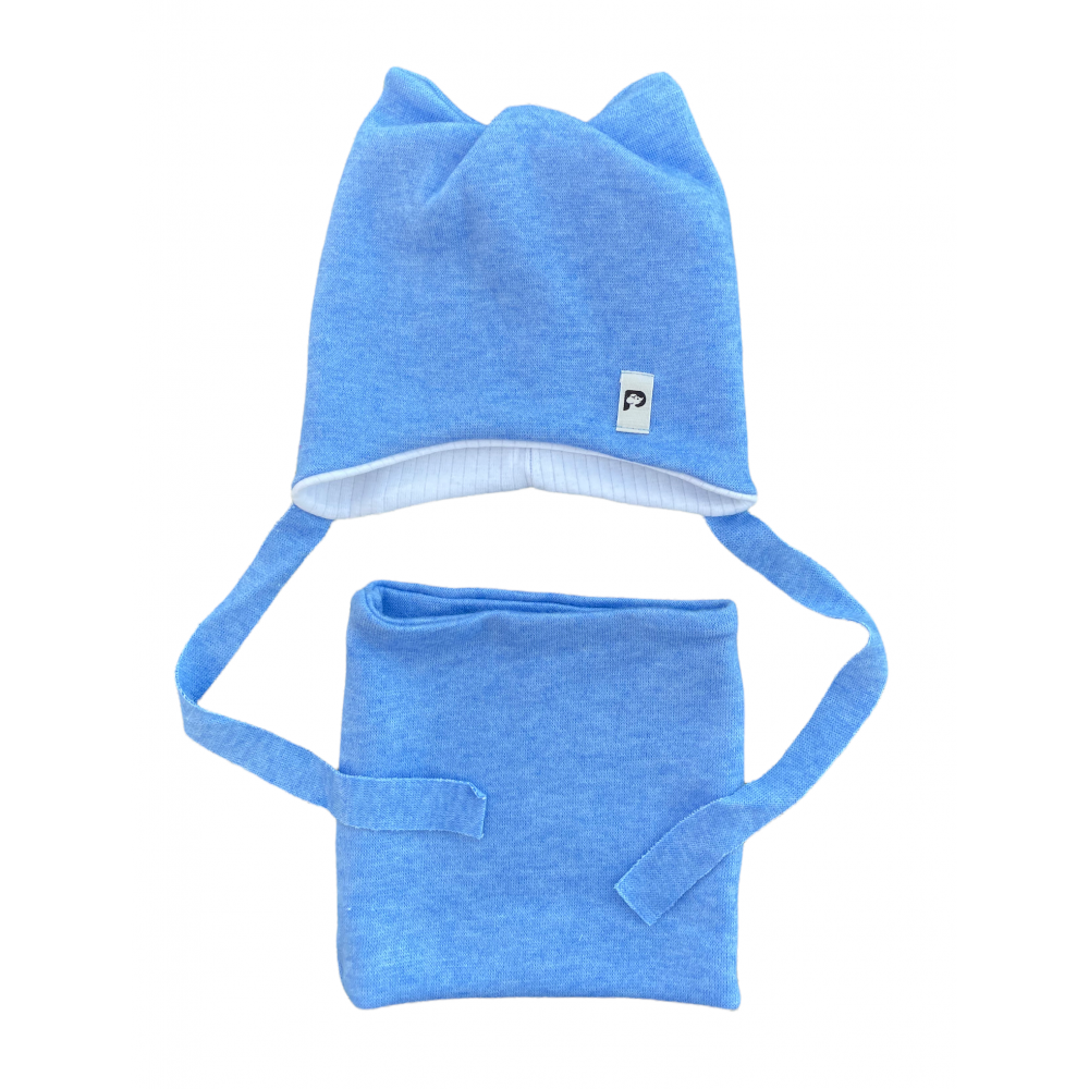 Kepurė su raišteliais ir mova rudeniui/žiemai Kepurė su raišteliais ir mova rudeniui/žiemai