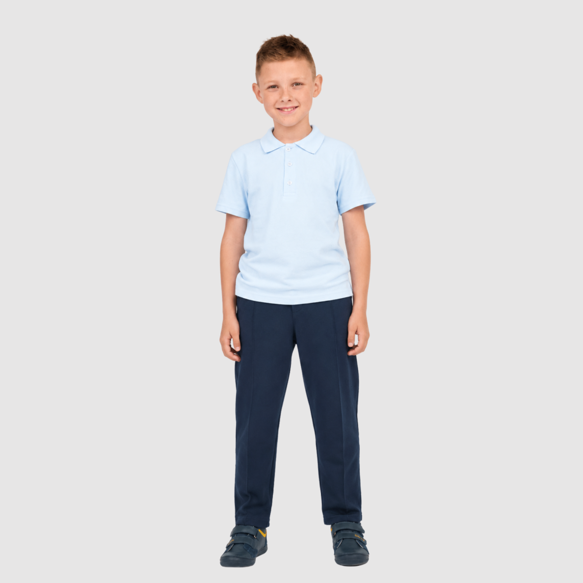 Mėlynos trikotažinės kelnės su kantu ir guma 116-182 cm 2