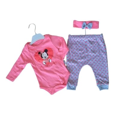 Mergaitiškas 3 dalių lomplektas Minnie Mouse