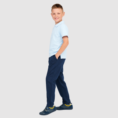 Mėlynos trikotažinės kelnės su kantu ir guma 116-182 cm 5