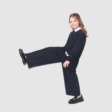 Mėlynos trikotažines platėjančios kelnės 116-182 cm 1