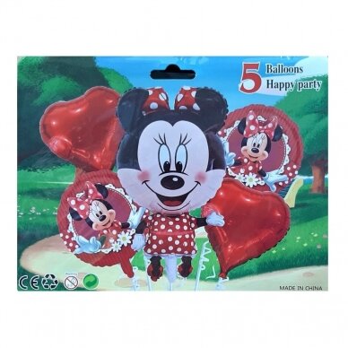 Minnie Mouse balionai, 5 vnt Minnie Mouse balionai, 5 vnt