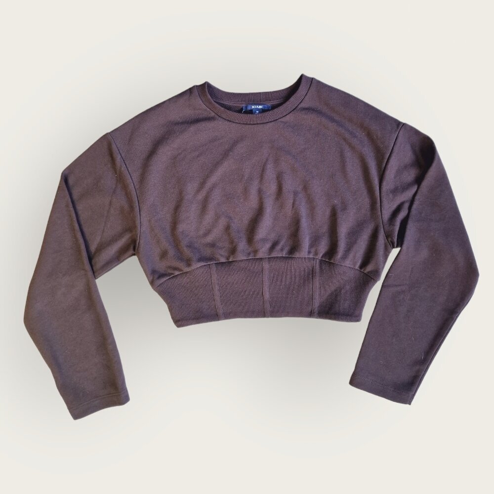 Moteriškas crop top neatsegamas džemperis be gobtuvo