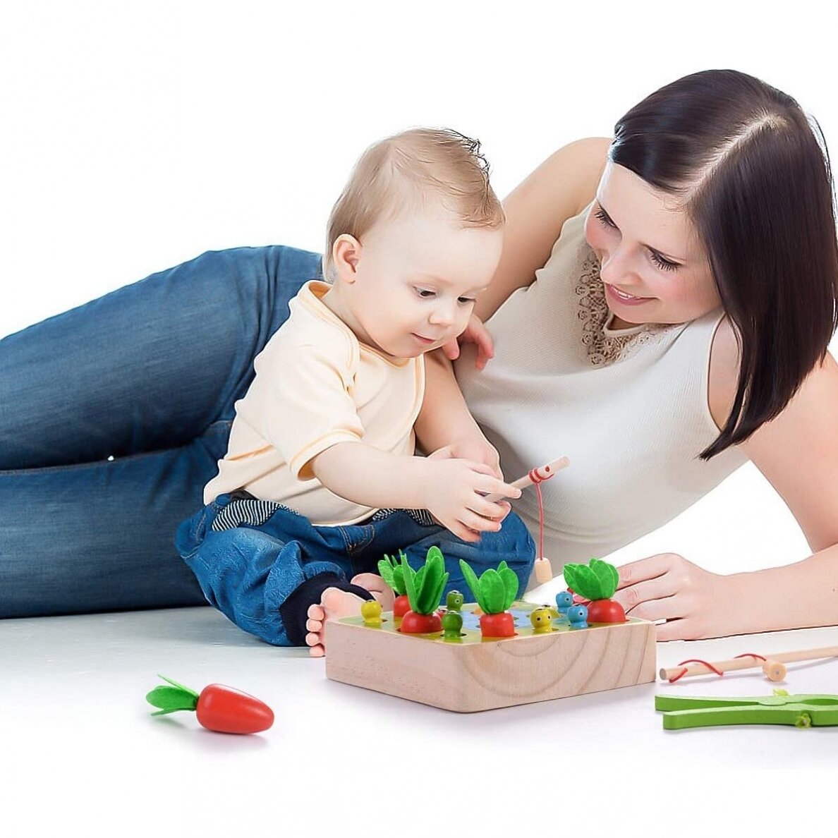 MONTESSORI medinis rinkinys su meškere ir pincetu Ūkininko daržas 5 MONTESSORI medinis rinkinys su meškere ir pincetu Ūkininko daržas 5