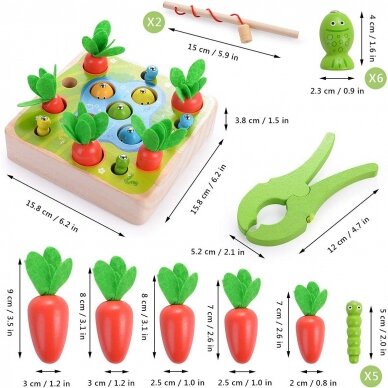 MONTESSORI medinis rinkinys su meškere ir pincetu Ūkininko daržas 1