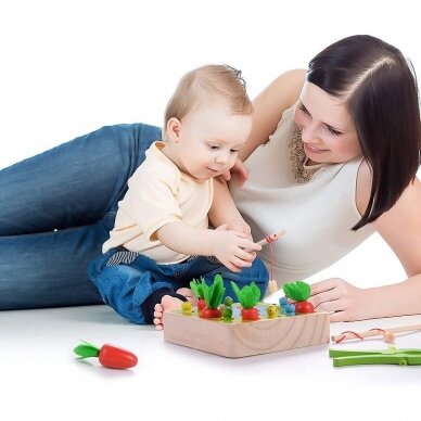 MONTESSORI medinis rinkinys su meškere ir pincetu Ūkininko daržas 5