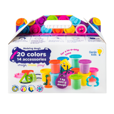 Natūralaus plastilino modelino rinkinys Fantazijų puokštė Genio Kids 20 spalvų Natūralaus plastilino modelino rinkinys Fantazijų puokštė Genio Kids 20 spalvų