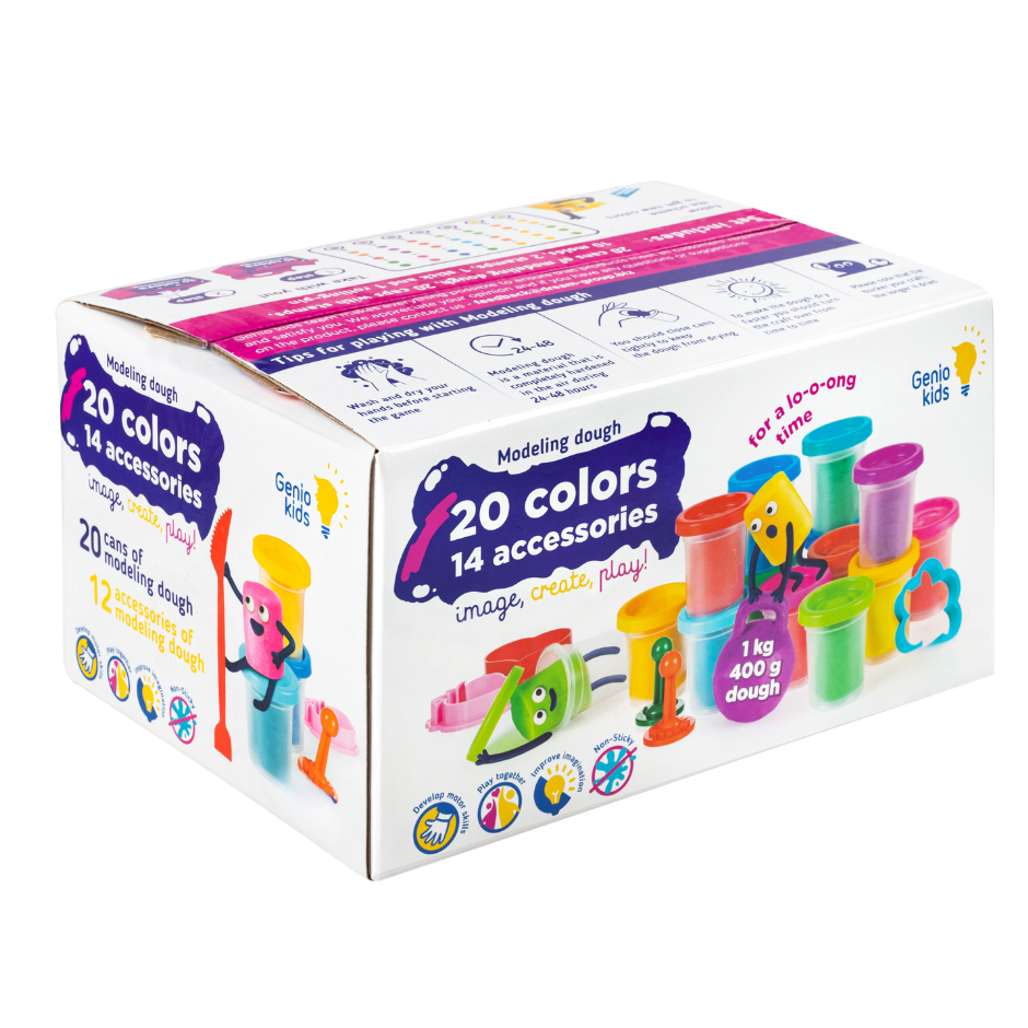 Natūralaus plastilino modelino rinkinys Fantazijų puokštė Genio Kids 20 spalvų 1