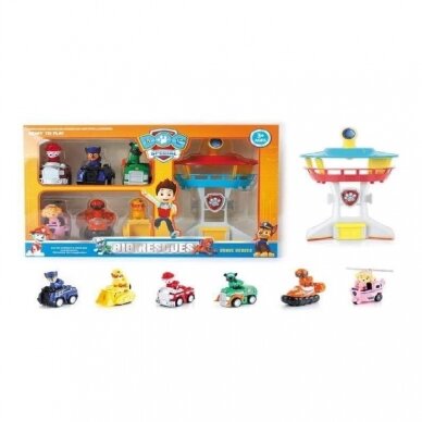 PAW PATROL šunyčiai su transporto priemonėm ir apžvalgos bokštas PAW PATROL šunyčiai su transporto priemonėm ir apžvalgos bokštas