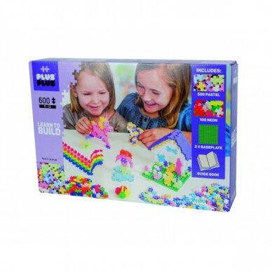 Plus Plus PRADŽIAMOKSLIS, pastelinių-neoninių spalvų Plus Plus PRADŽIAMOKSLIS, pastelinių-neoninių spalvų