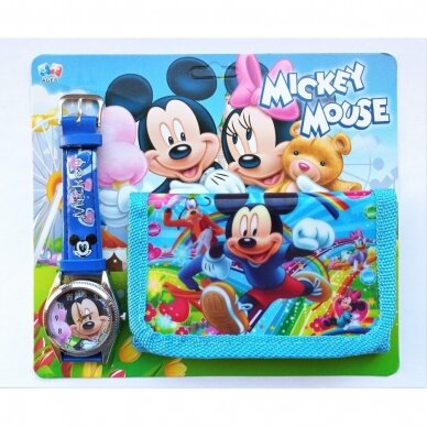 Rinkinys: laikrodis ir piniginė "Mickey Mouse"