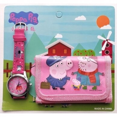 Rinkinys: laikrodis ir piniginė "Peppa Pig"