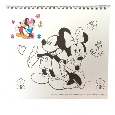 Rinkinys Mickey Minnie: spalvinimo knygelė su kreidelėmis ir sausa akvarele 2