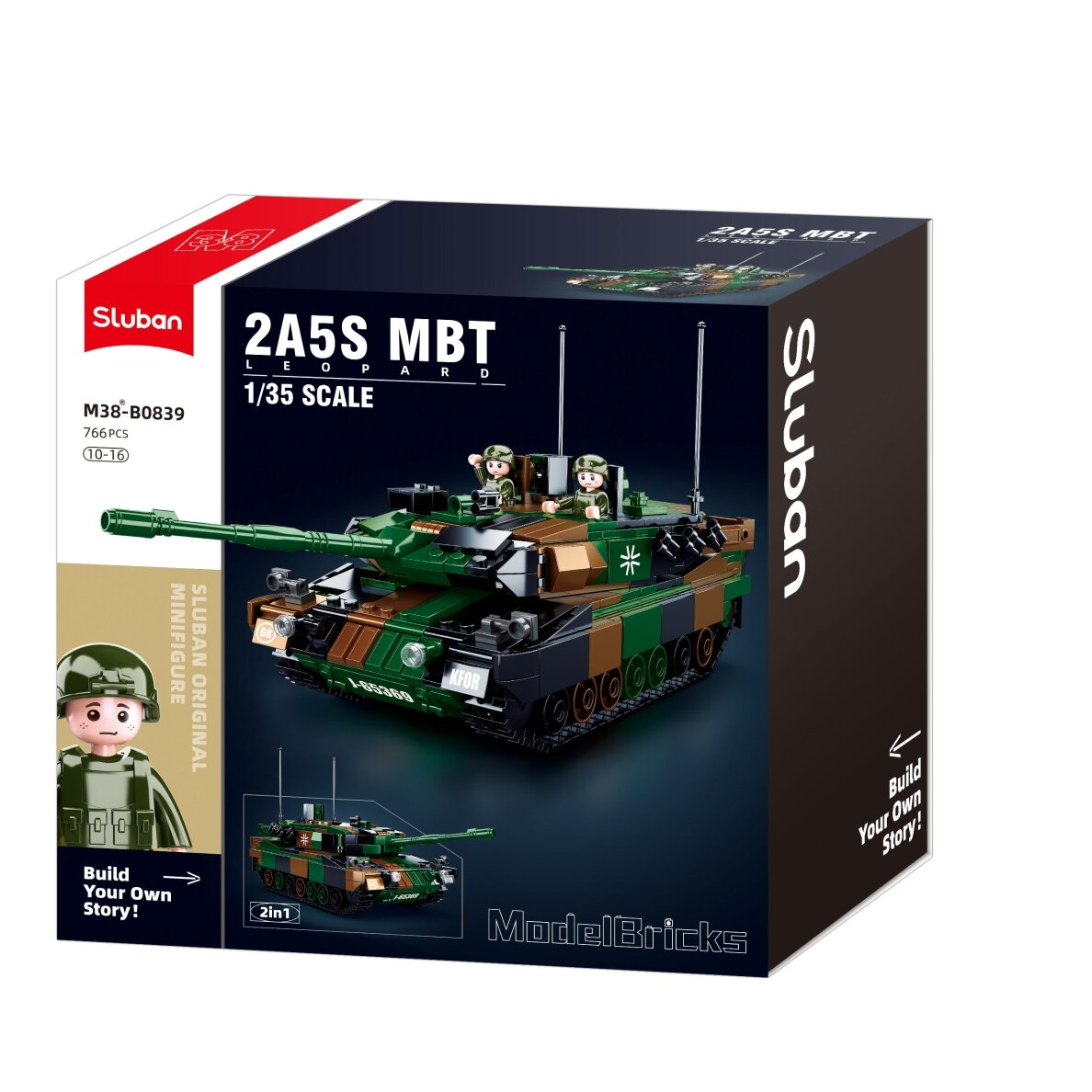 Sluban konstruktorius, LEOPARD 2A5 pagrindinis tankas 2in1, 766 det.
