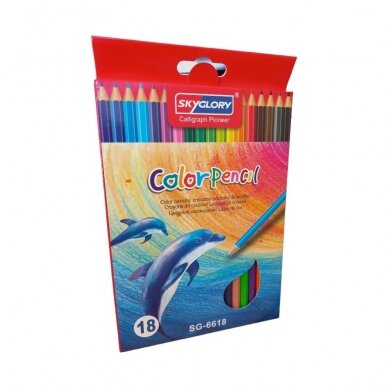 Spalvoti pieštukai, 18 spalvų