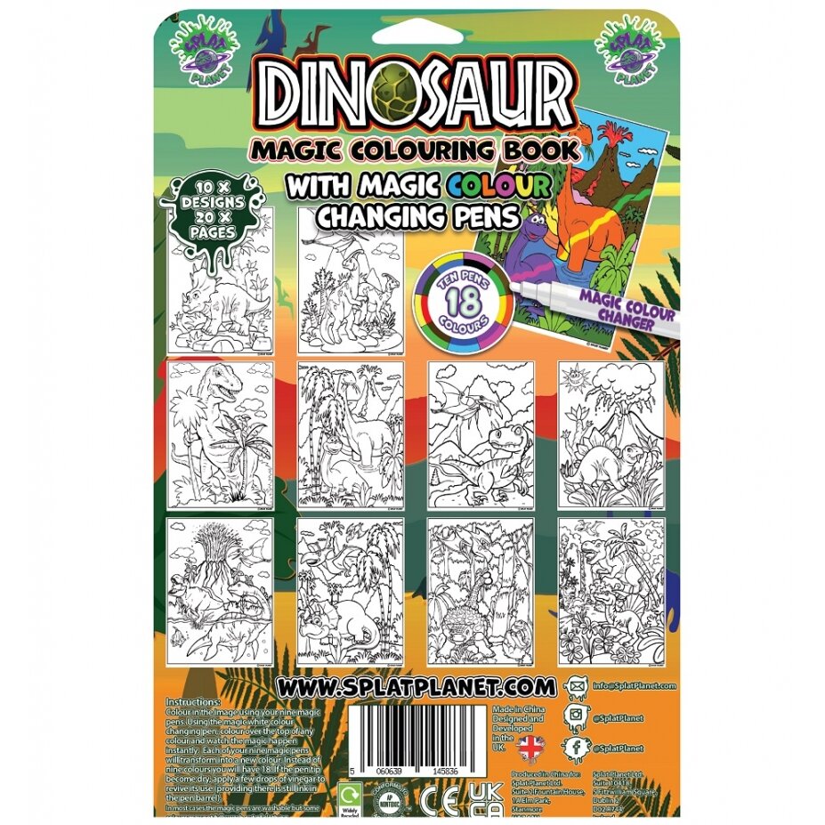 Splat Planet magiška spalvinimo knygelė DINOZAURAI 2 Splat Planet magiška spalvinimo knygelė DINOZAURAI 2