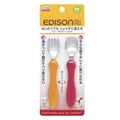 Stalo įrankiai EDISONmama MINI, nuo 12 mėn. ORANGE/CHERRY, KJ284 1