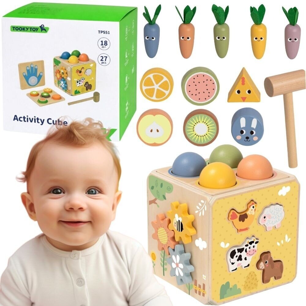 TOOKY TOY medinė edukacinė kubo formos dėlionė su spyruokle 5-in-1 TOOKY TOY medinė edukacinė kubo formos dėlionė su spyruokle 5-in-1