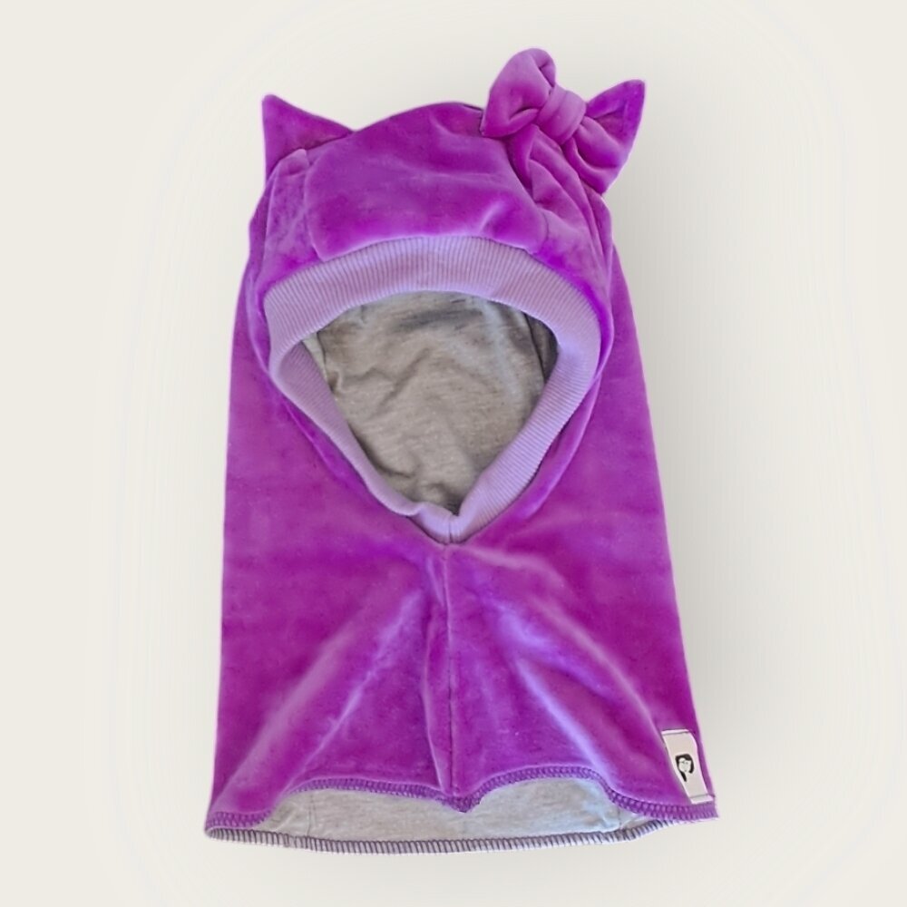 Veliūrinis šalmukas pavasariui/rudeniui "Violetinė katytė" 1