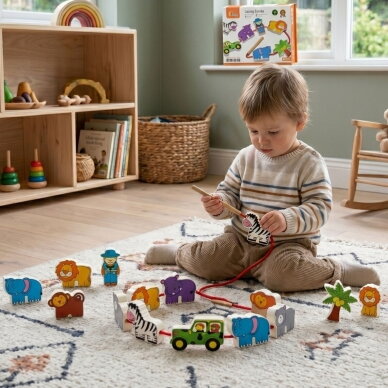VIGA medinis vėrimo žaidimas Safari ZOO Montessori 2