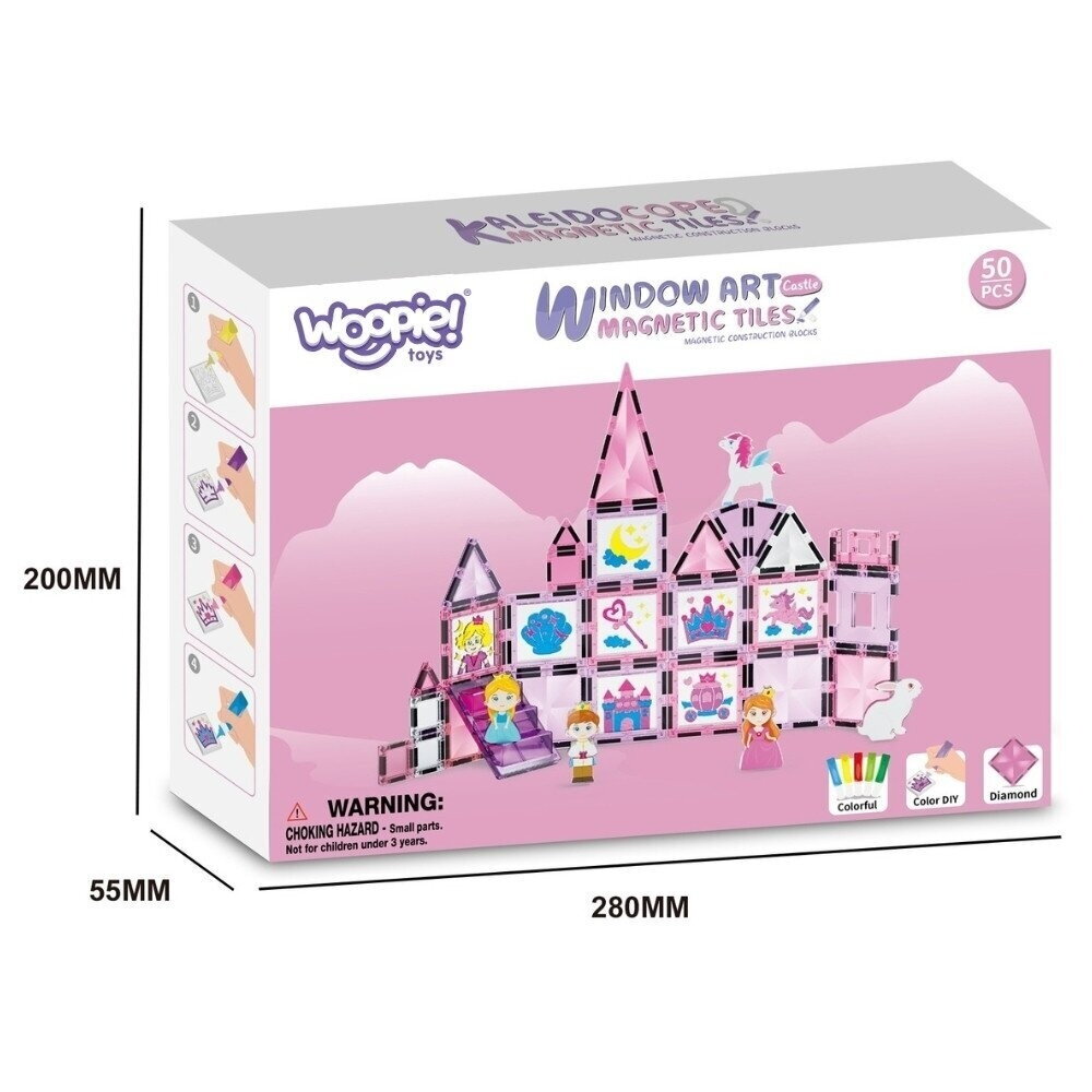 WOOPIE magnetinių kaladėlių princesės pilies rinkinys 50 vnt. 5