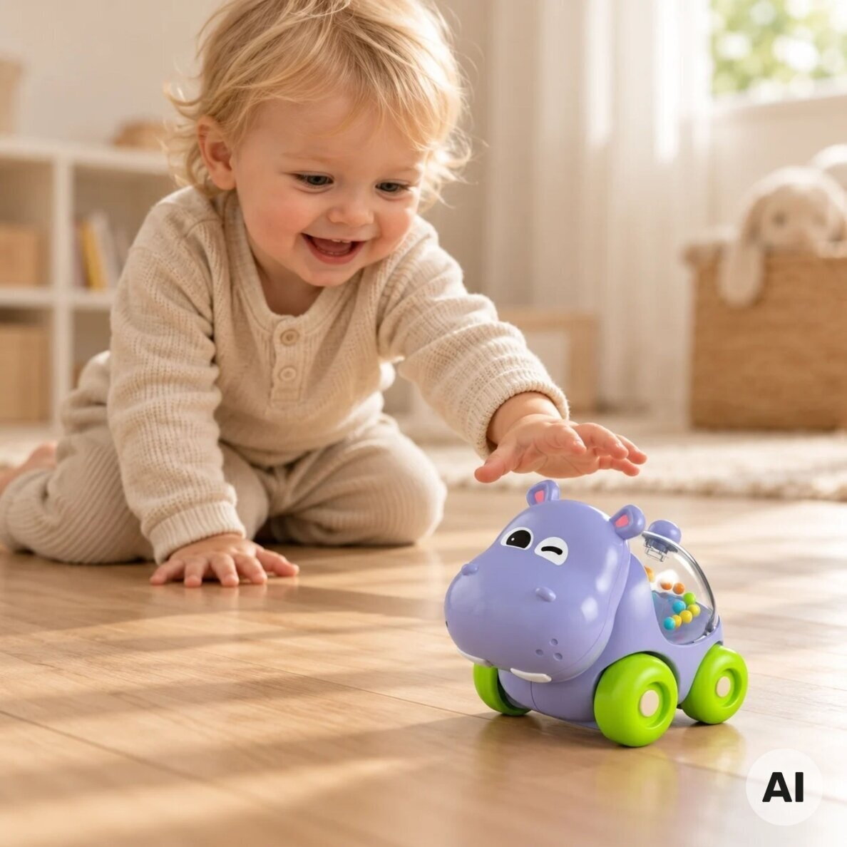 WOOPIE BABY Barškantis automobiliukas Hipopotamas 1