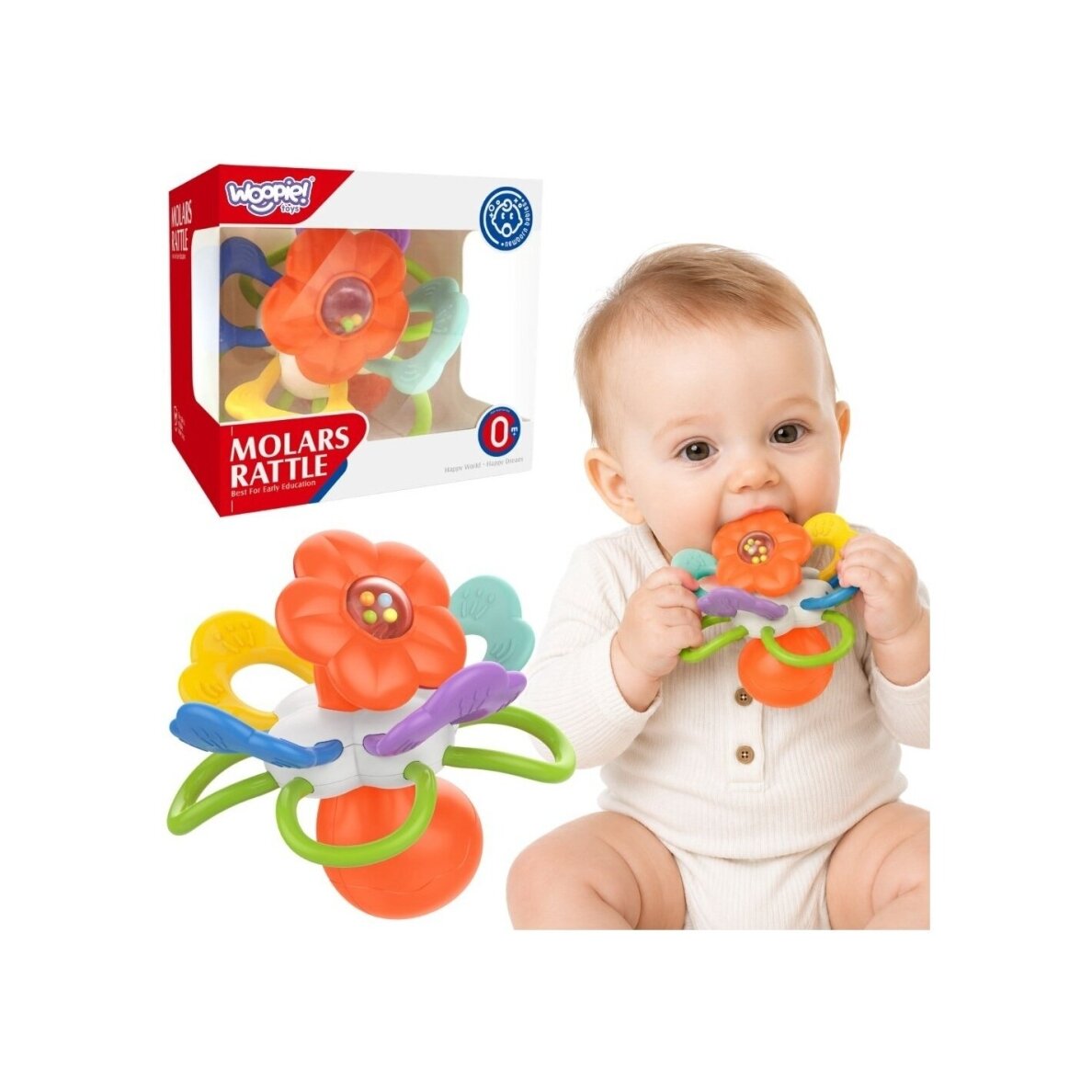 WOOPIE BABY barškutis - sensorinis kramtukas Gėlė 0m+