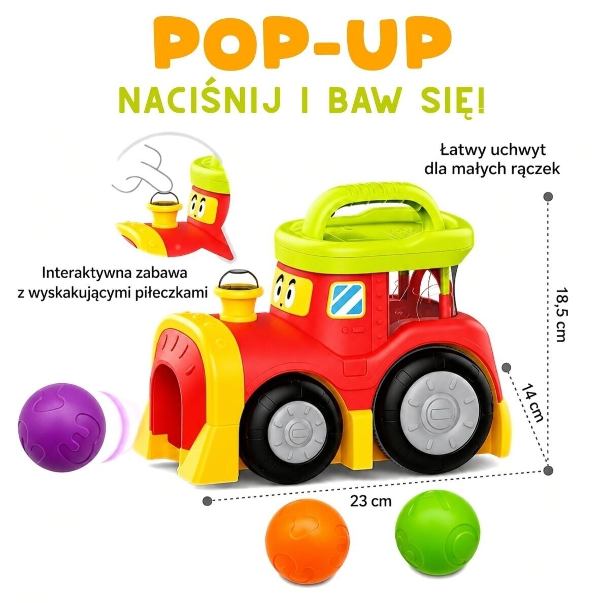WOOPIE BABY Interaktyvus traukinukas su iššokančiais kamuoliukais 1 WOOPIE BABY Interaktyvus traukinukas su iššokančiais kamuoliukais 1