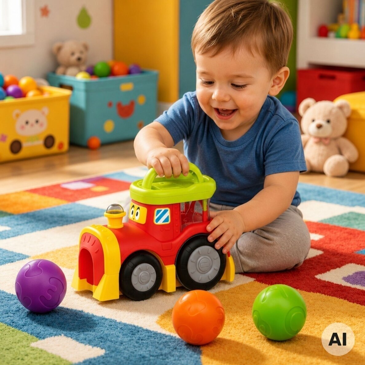 WOOPIE BABY Interaktyvus traukinukas su iššokančiais kamuoliukais WOOPIE BABY Interaktyvus traukinukas su iššokančiais kamuoliukais