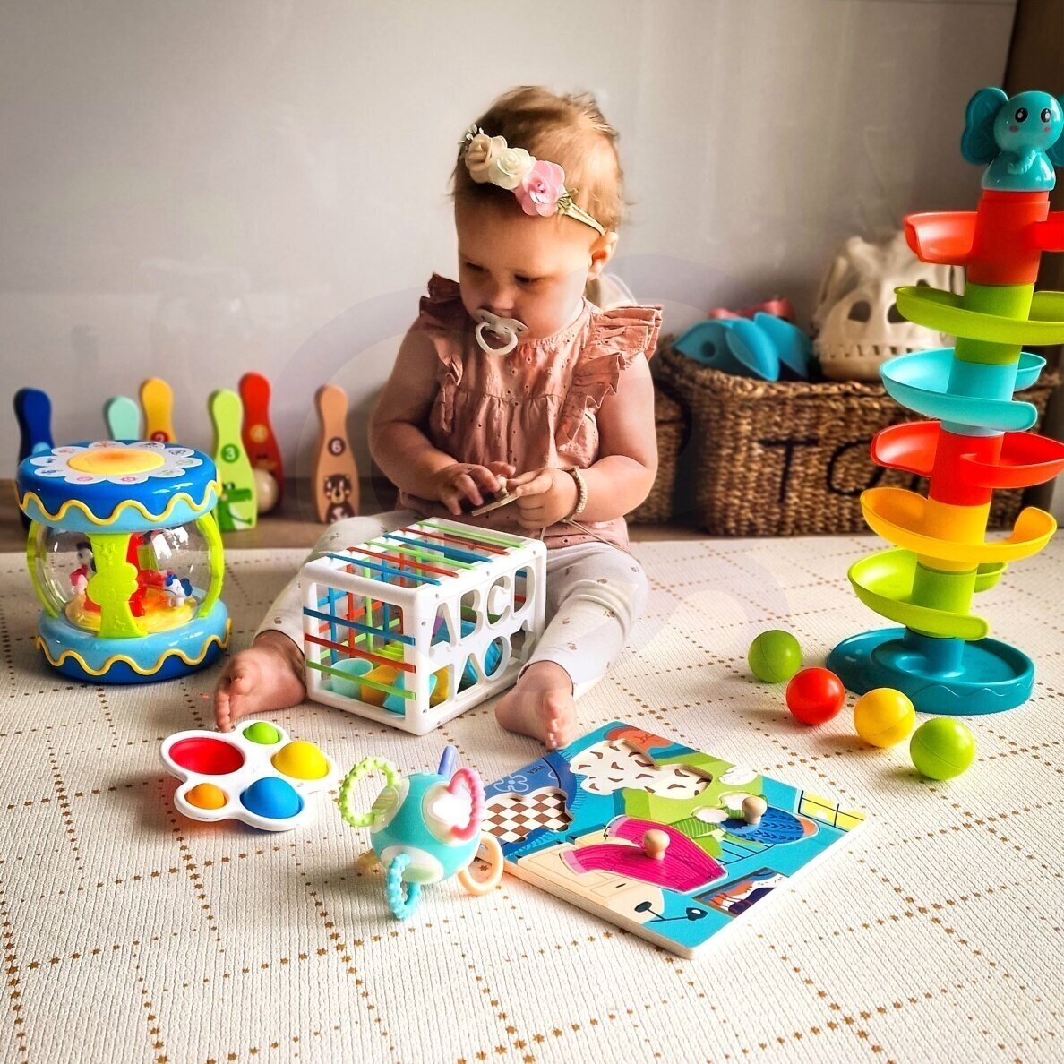 WOOPIE BABY Rutuliukų takelio spiralinis rinkinys + 3 rutuliukai 2 WOOPIE BABY Rutuliukų takelio spiralinis rinkinys + 3 rutuliukai 2
