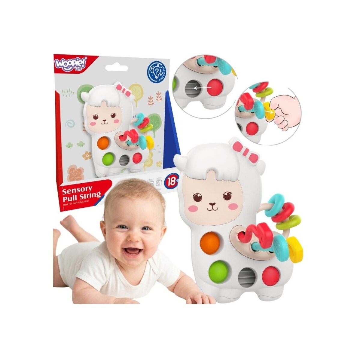 WOOPIE BABY Sensorinis Manipuliacinis Žaislas Montessori Lama WOOPIE BABY Sensorinis Manipuliacinis Žaislas Montessori Lama