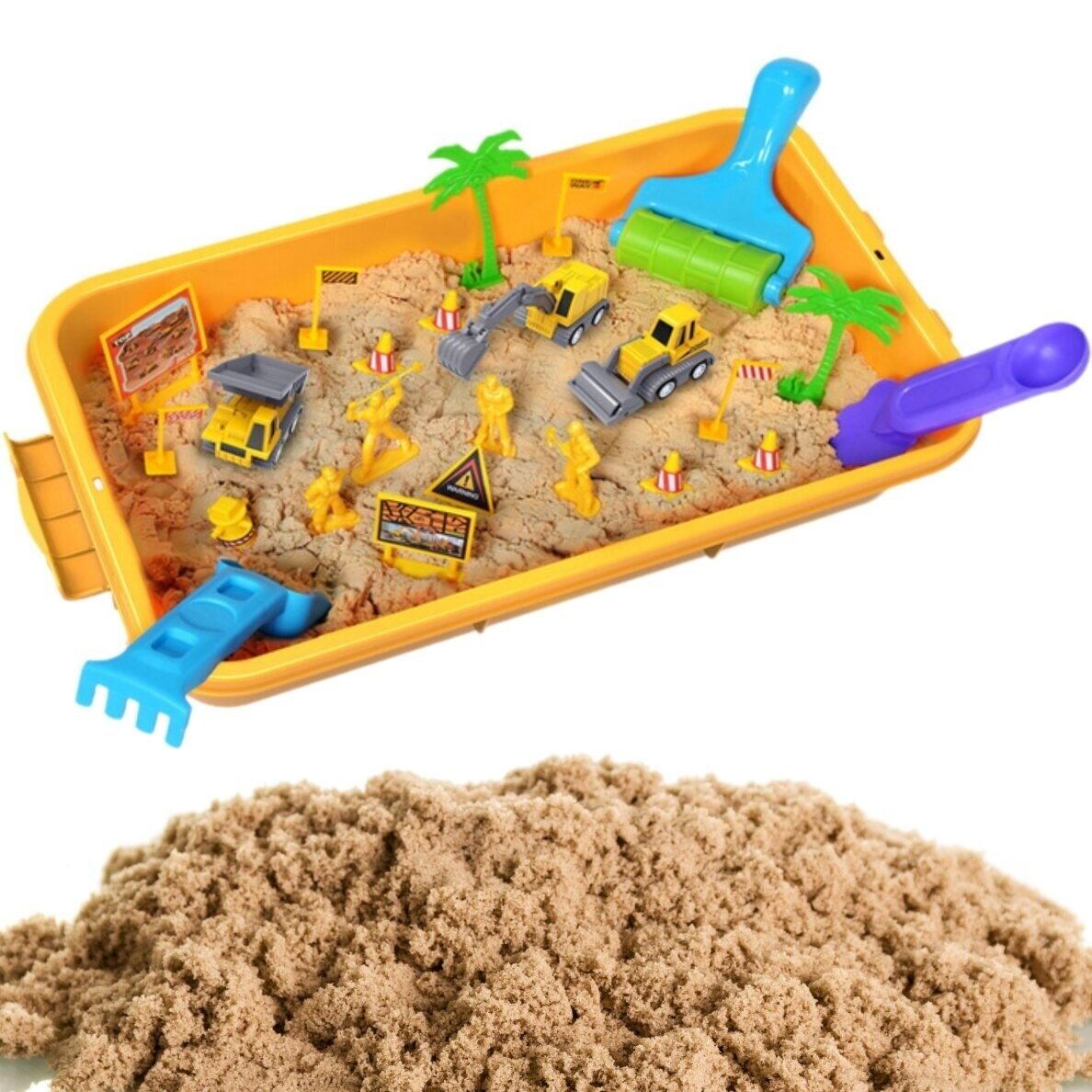 WOOPIE Kinetinio smėlio statybvietės rinkinys lagamine su transporto priemonėmis 1kg 7 WOOPIE Kinetinio smėlio statybvietės rinkinys lagamine su transporto priemonėmis 1kg 7