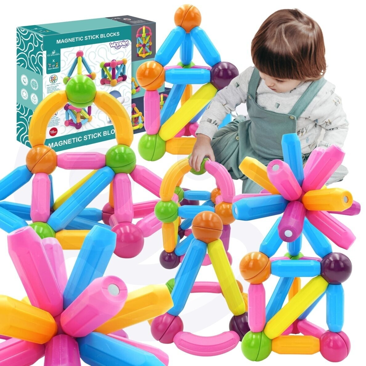 WOOPIE magnetinės konstravimo kaladėlės, edukacinės, didelės, storos, 28 vnt. WOOPIE magnetinės konstravimo kaladėlės, edukacinės, didelės, storos, 28 vnt.