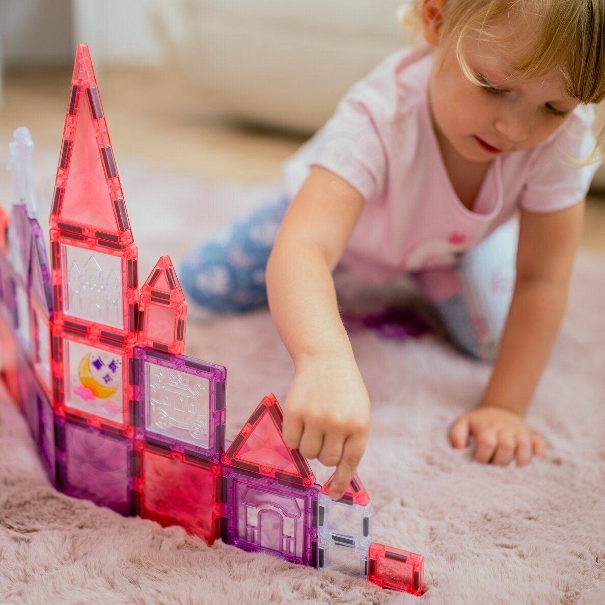 WOOPIE magnetinių kaladėlių princesės pilies rinkinys 50 vnt. 2