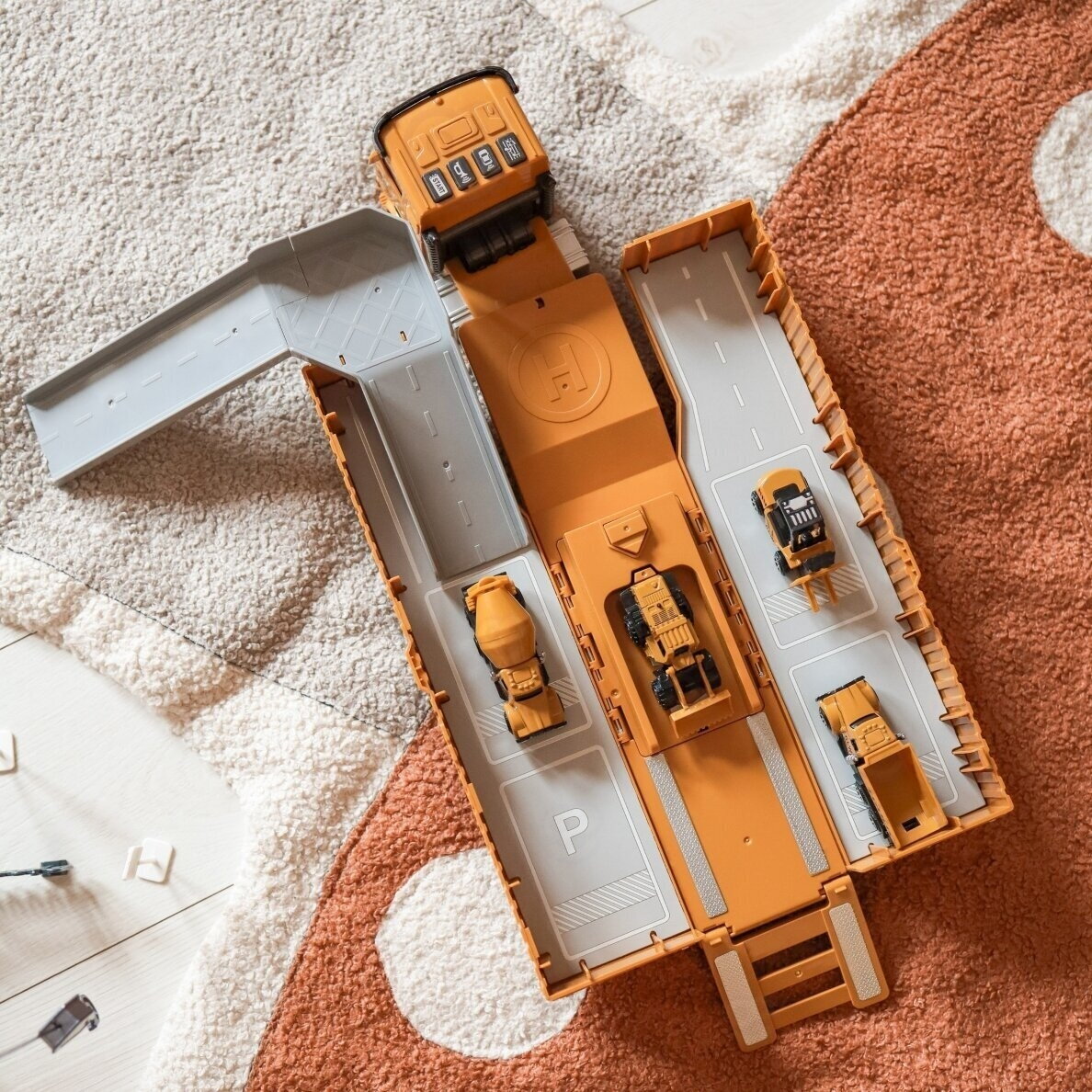 WOOPIE sunkvežimis 6 viename statybinis rinkinys kranas spyruoklės priedai 11
