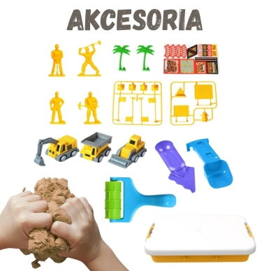 WOOPIE Kinetinio smėlio statybvietės rinkinys lagamine su transporto priemonėmis 1kg 5 WOOPIE Kinetinio smėlio statybvietės rinkinys lagamine su transporto priemonėmis 1kg 5