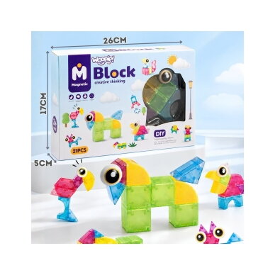 WOOPIE magnetinės kaladėlės, 21 vnt. 4 WOOPIE magnetinės kaladėlės, 21 vnt. 4